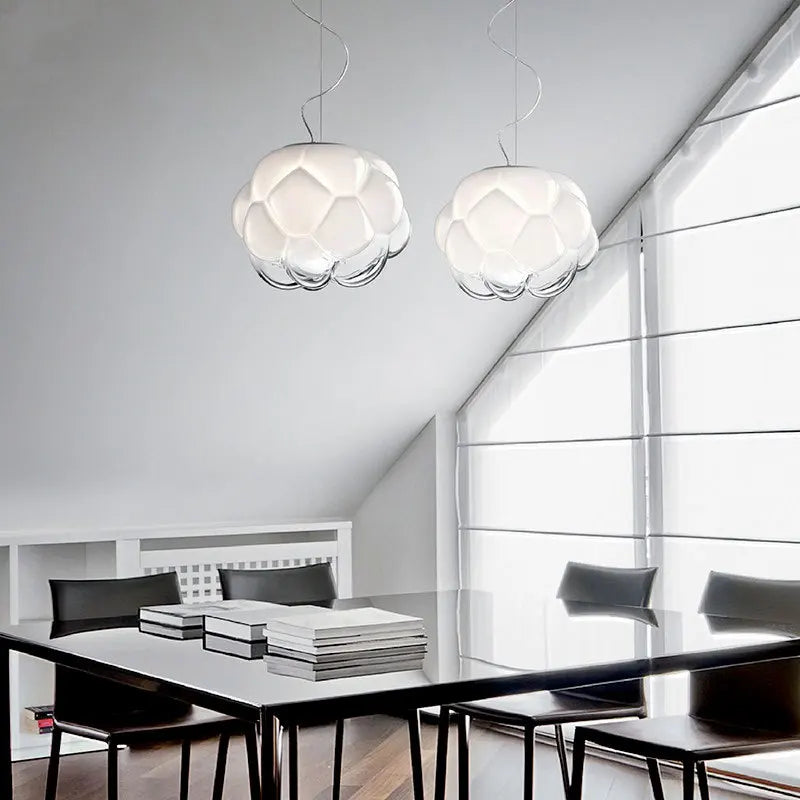 ‌Fabbian Cloudy Glass Ball Pendant Lights - White Modern Ceiling Lamp for Living Room- Nordic Minimalist Decor Lighting Fixture