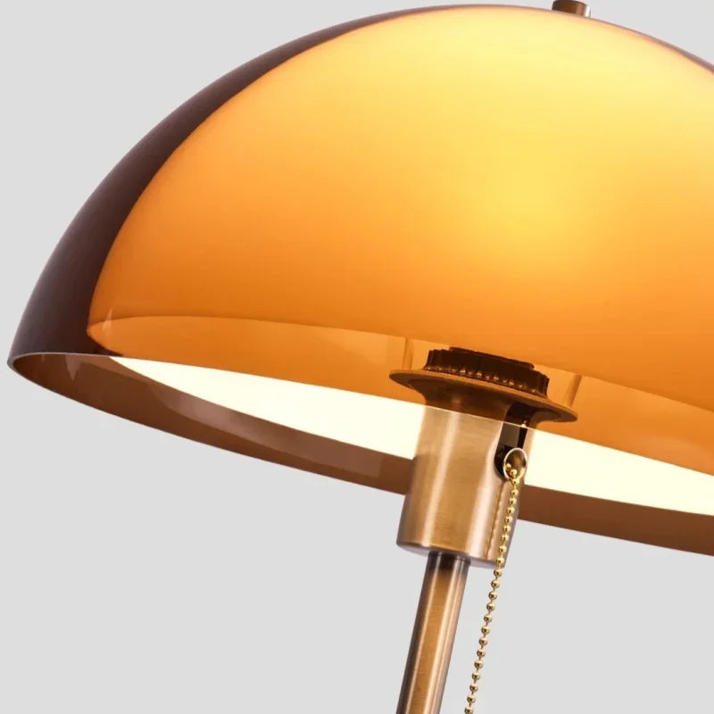 Mid-Century Modern Mushroom Table Lamp with Pull Chain | Retro Bedside & Desk Light for Living Room, E27 LED