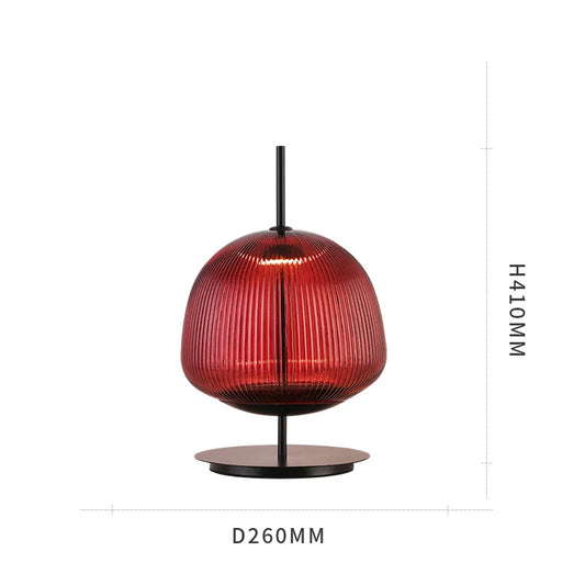 Nordic Modern Simple Green Red Glass Table Lamp LED Lighting Bedroom Bedside Living Room Decoration Desktop Fixture 26*41cm