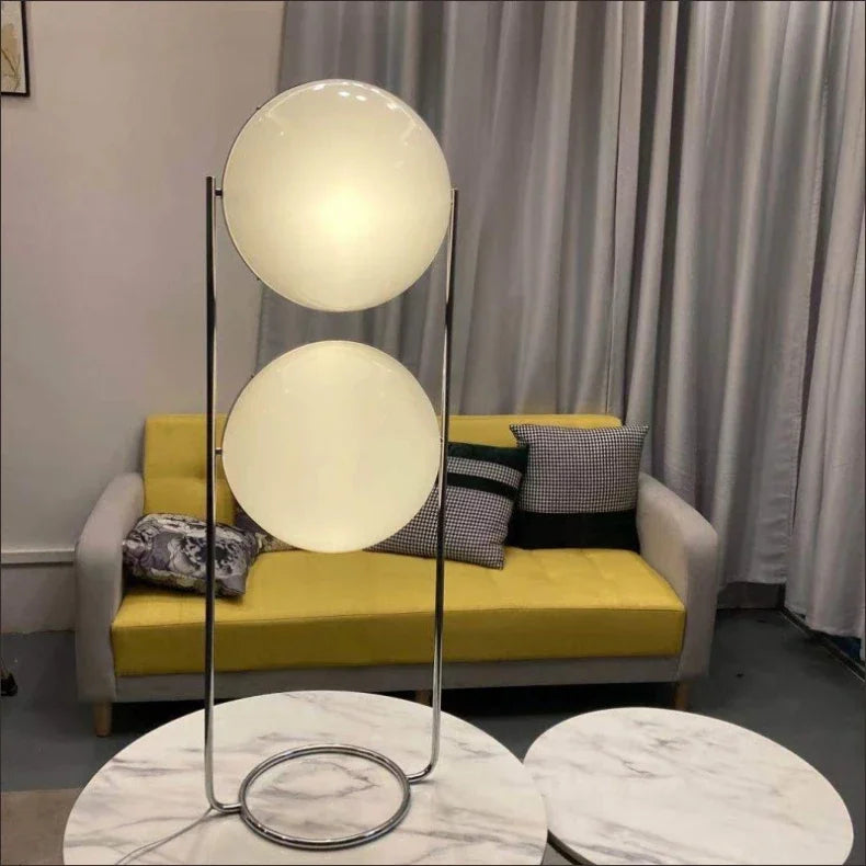 Modern Chrome Acrylic Globe Floor Lamp | Space Age Standing Light for Living Room & Bedroom