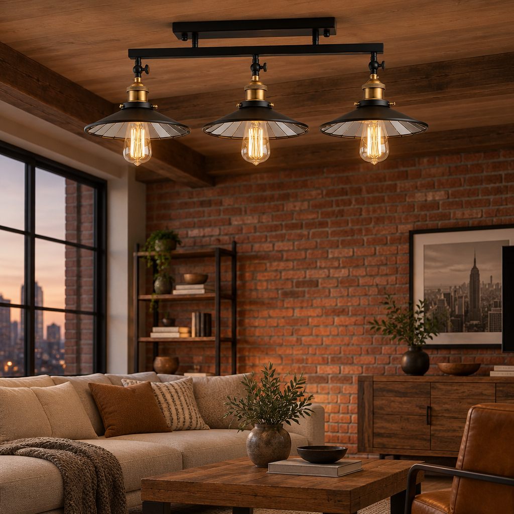 black 3-lights glass mirror pendant light in living room