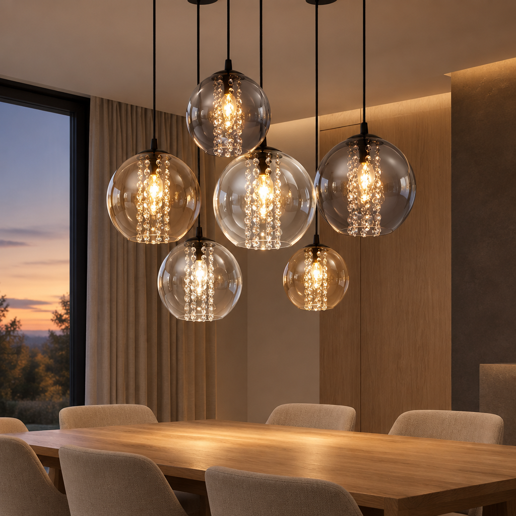 glass ball pendant light for living room in full set