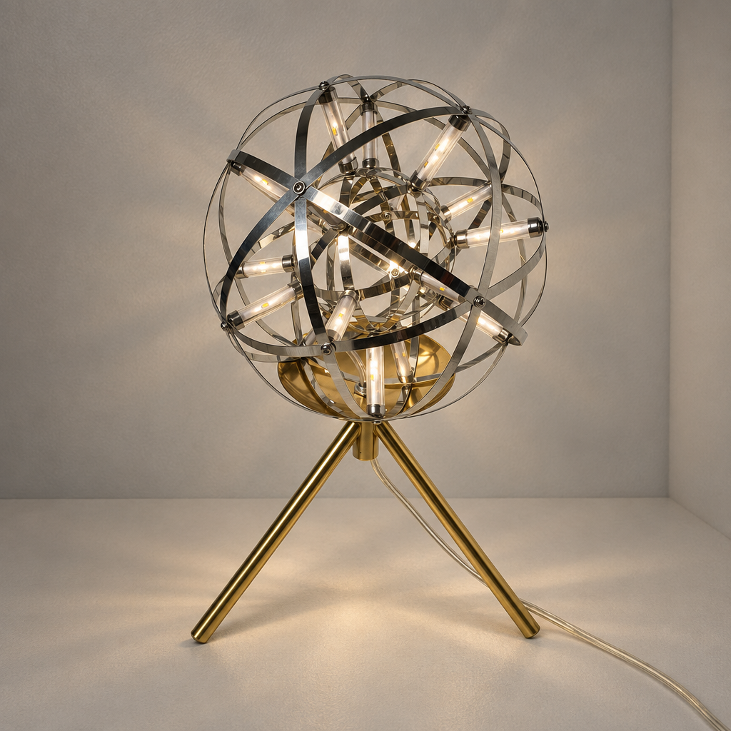 Raimond Ball Desk Lamp with LED lights switched on