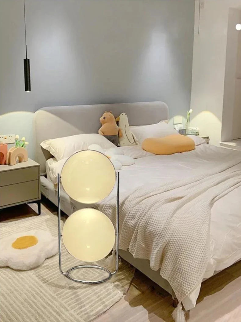 Modern Chrome Acrylic Globe Floor Lamp | Space Age Standing Light for Living Room & Bedroom