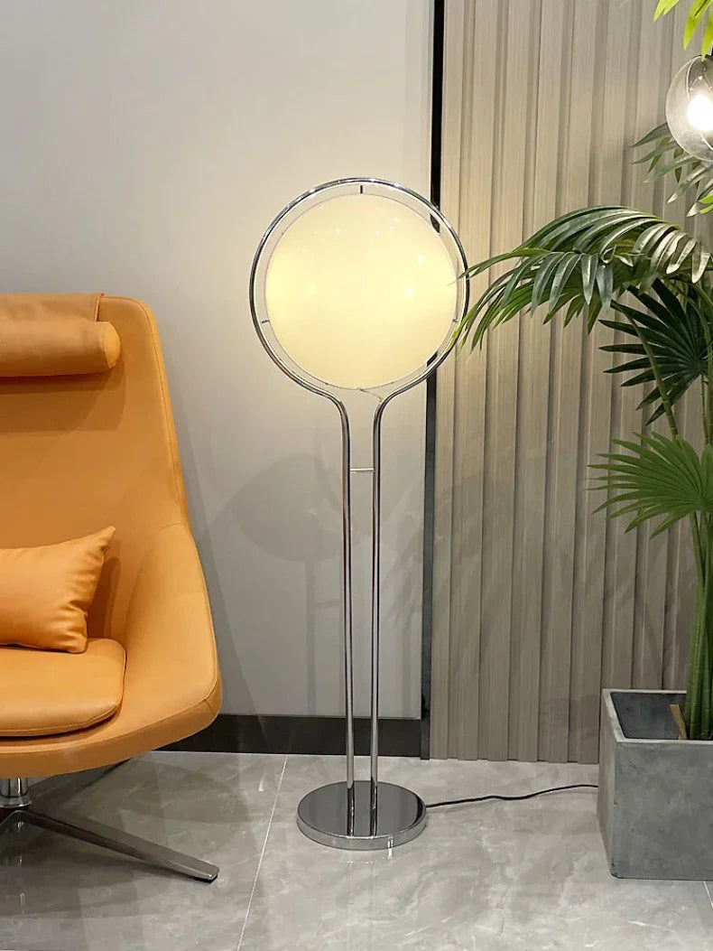 Modern Chrome Acrylic Globe Floor Lamp | Space Age Standing Light for Living Room & Bedroom