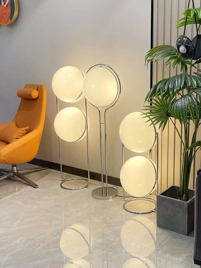 Modern Chrome Acrylic Globe Floor Lamp | Space Age Standing Light for Living Room & Bedroom